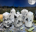 Rainbow Moonstone Point Tower Carving Gemstone Statue Home Decor Supply