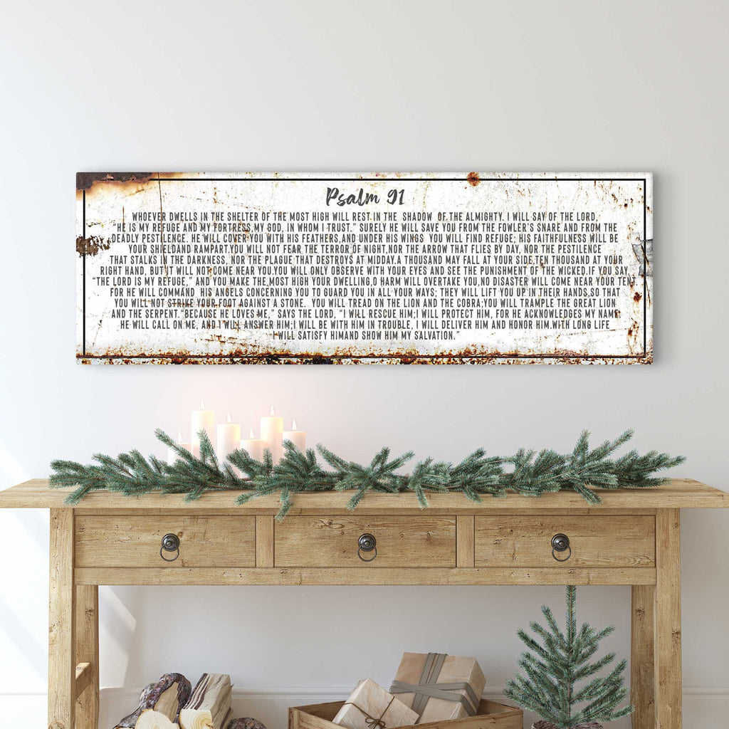 Psalm 91: He Is My Refuge – Rustic Christian Wall Art for Living Room,