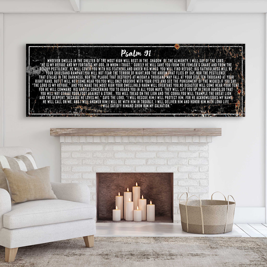 Psalm 91: He Is My Refuge – Rustic Christian Wall Art for Living Room,