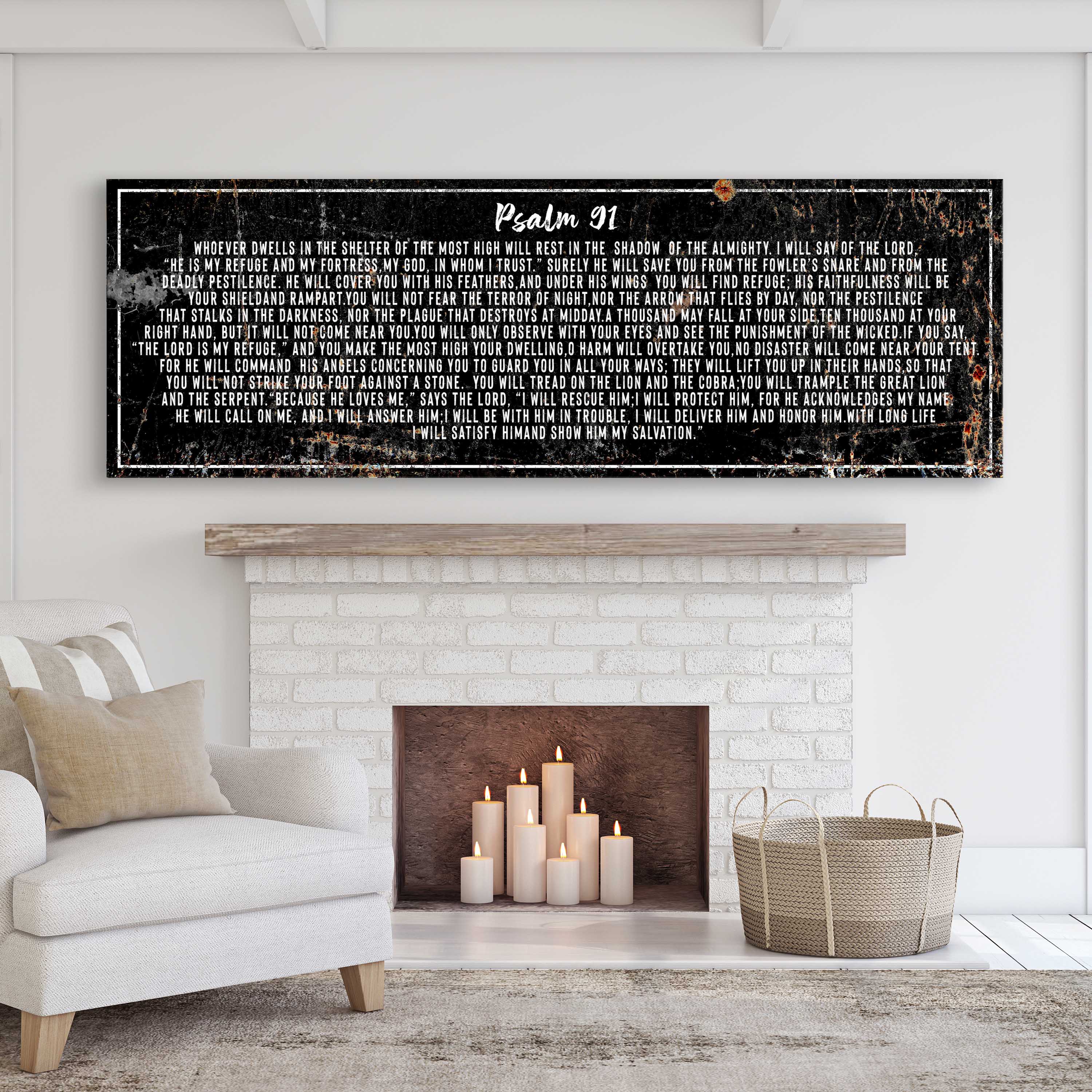 Psalm 91: He Is My Refuge – Rustic Christian Wall Art for Living Room,