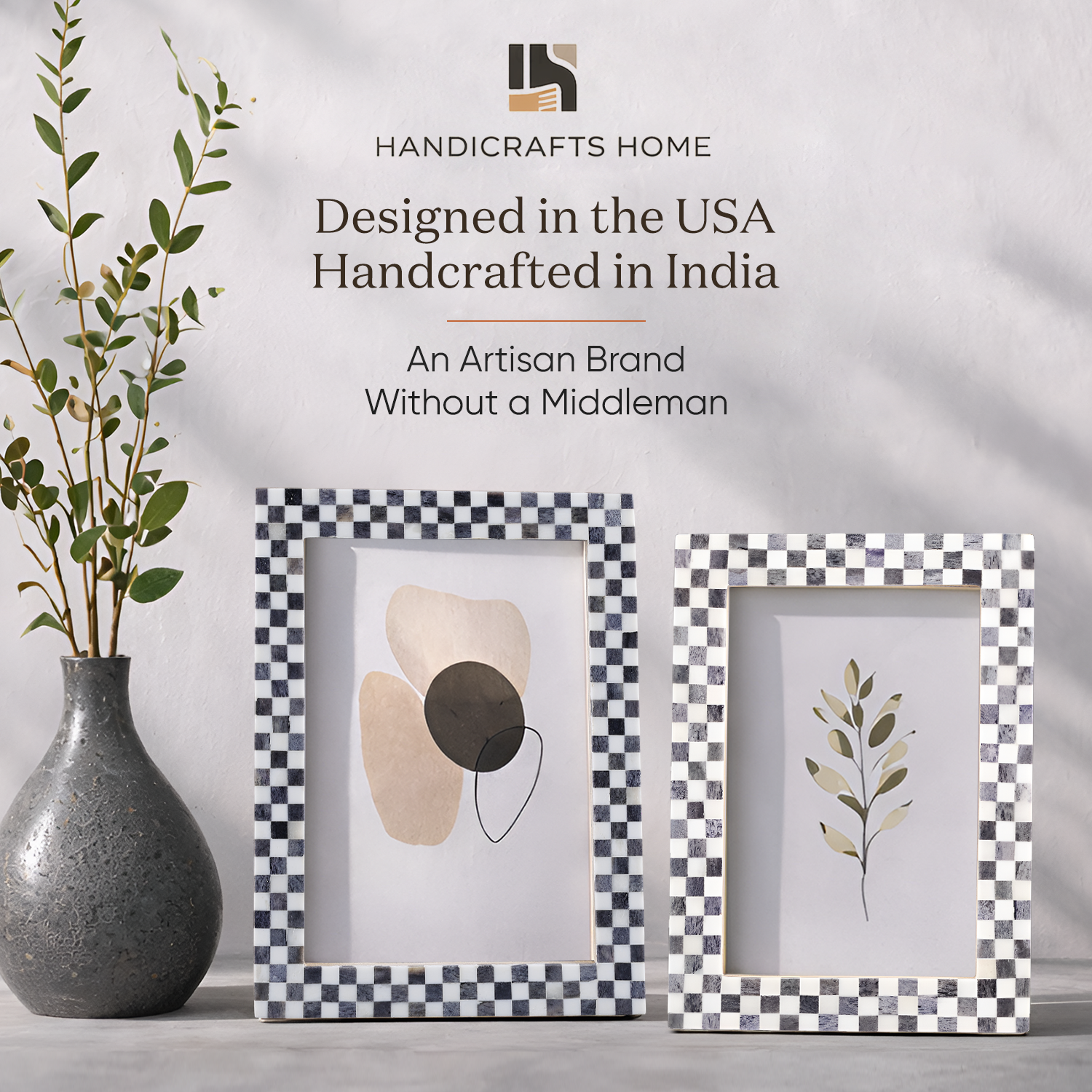 Checkered Bone Inlay Picture Frame 4x6 5x7 8x10 Home Decor