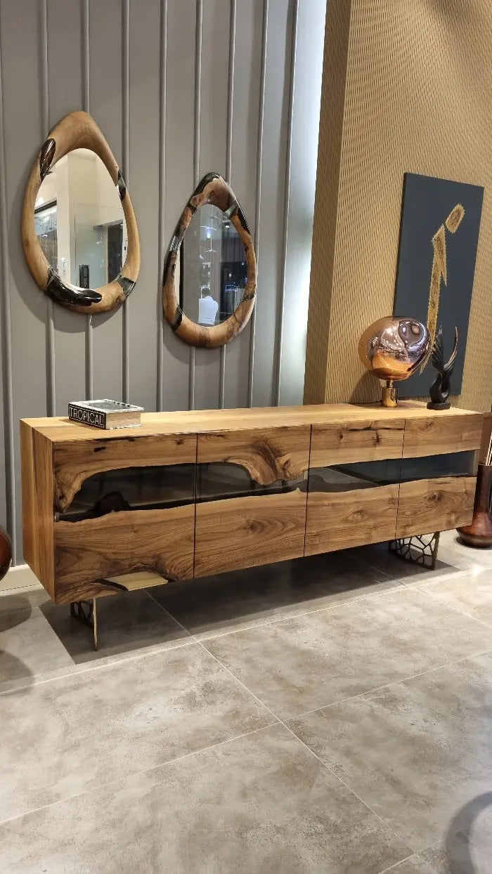 Wood and Resin Dining Room Buffet & Sideboard Table | Voronoi Collection