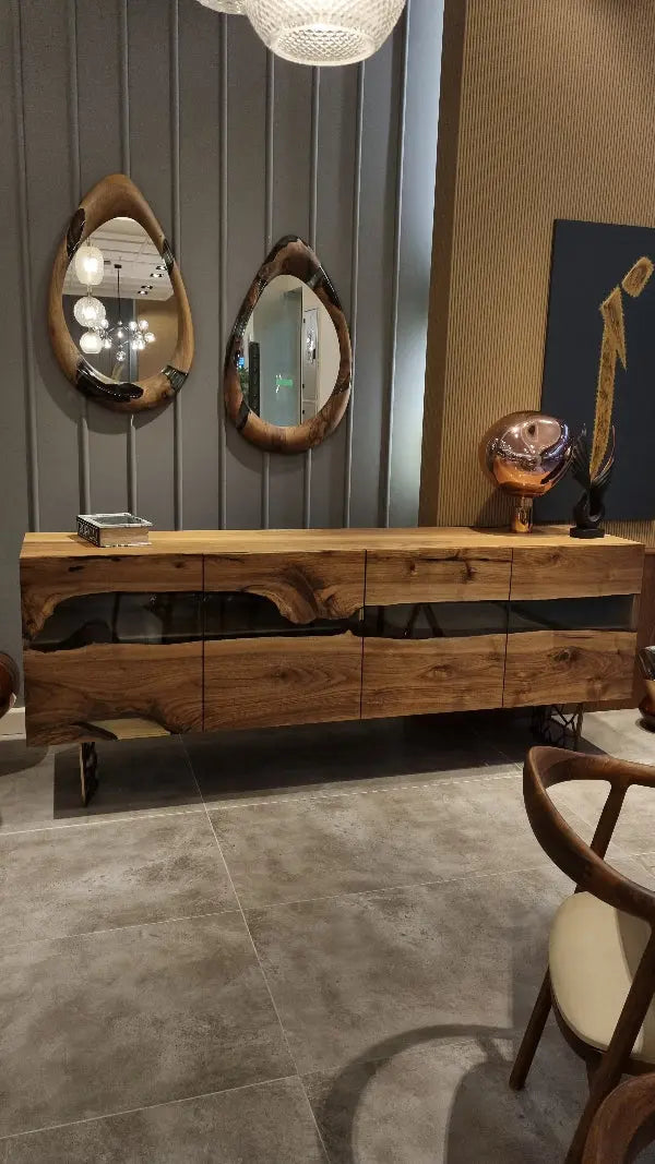 Wood and Resin Dining Room Buffet & Sideboard Table | Voronoi Collection