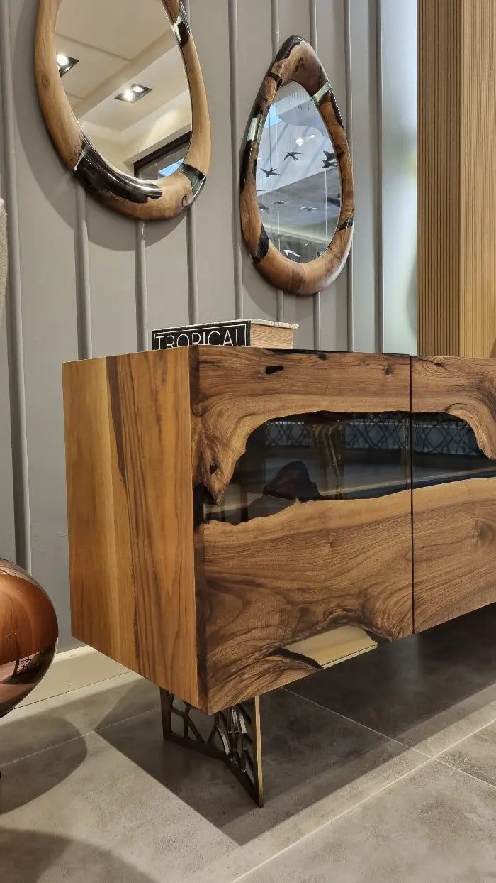 Wood and Resin Dining Room Buffet & Sideboard Table | Voronoi Collection