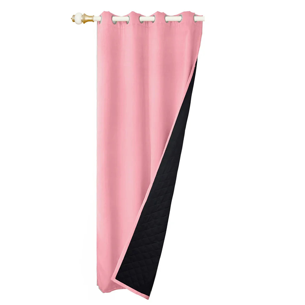 Quilted 100% Blackout Curtains for Living Room Heavy Duty Window Drapes Bedroom Winter Thick Thermal Curtains Eyelets Ready Made