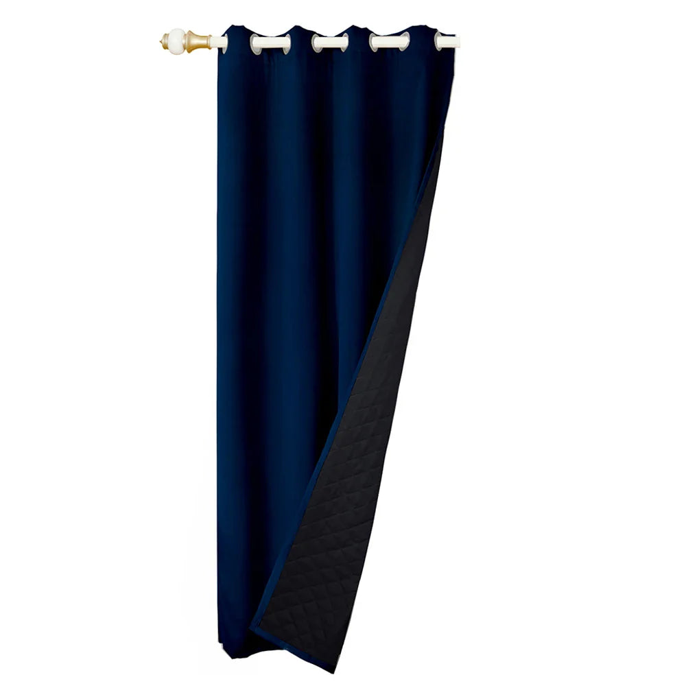 Quilted 100% Blackout Curtains for Living Room Heavy Duty Window Drapes Bedroom Winter Thick Thermal Curtains Eyelets Ready Made