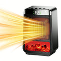 PTC Space Heater Portable Electric Heater with Simulated Flame 8H Timer Overheat & Tilt‑Protection for Home Office Indoor Use