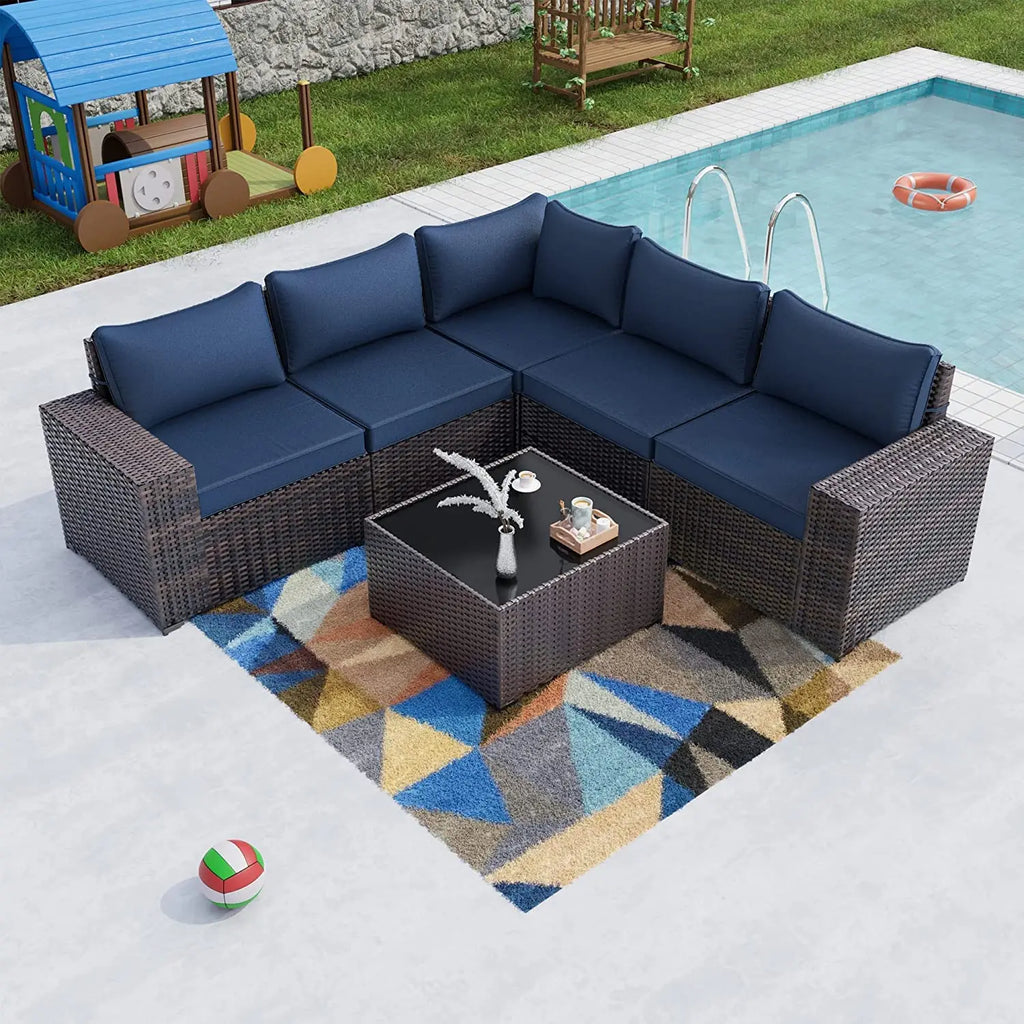 12 Piece Patio Furniture Set, Outdoor Wicker Sectional Sofa