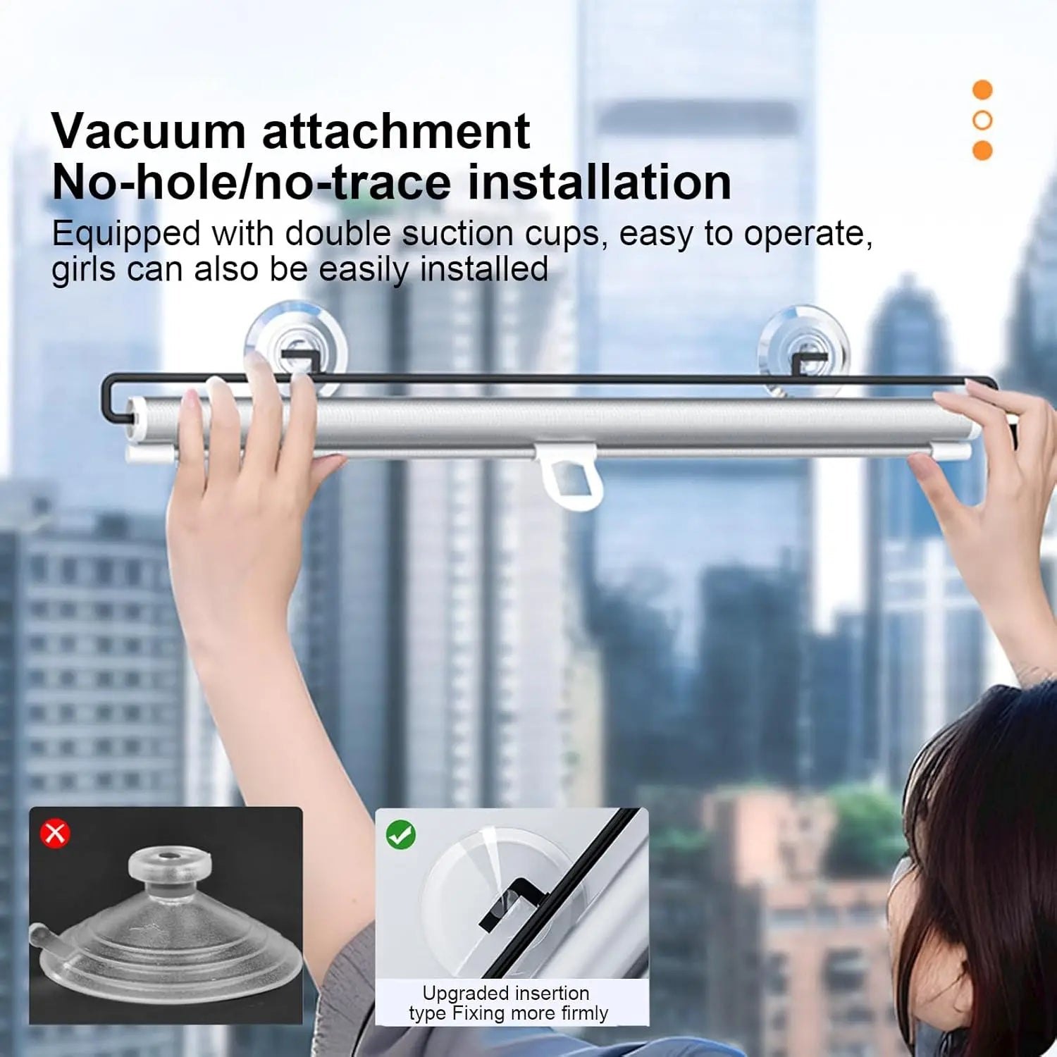 Titanium Silver Sunshade Full Blackout Heat Insulation No Punching Suction Cup Foldable Roller Shade for Home Office Cars Window