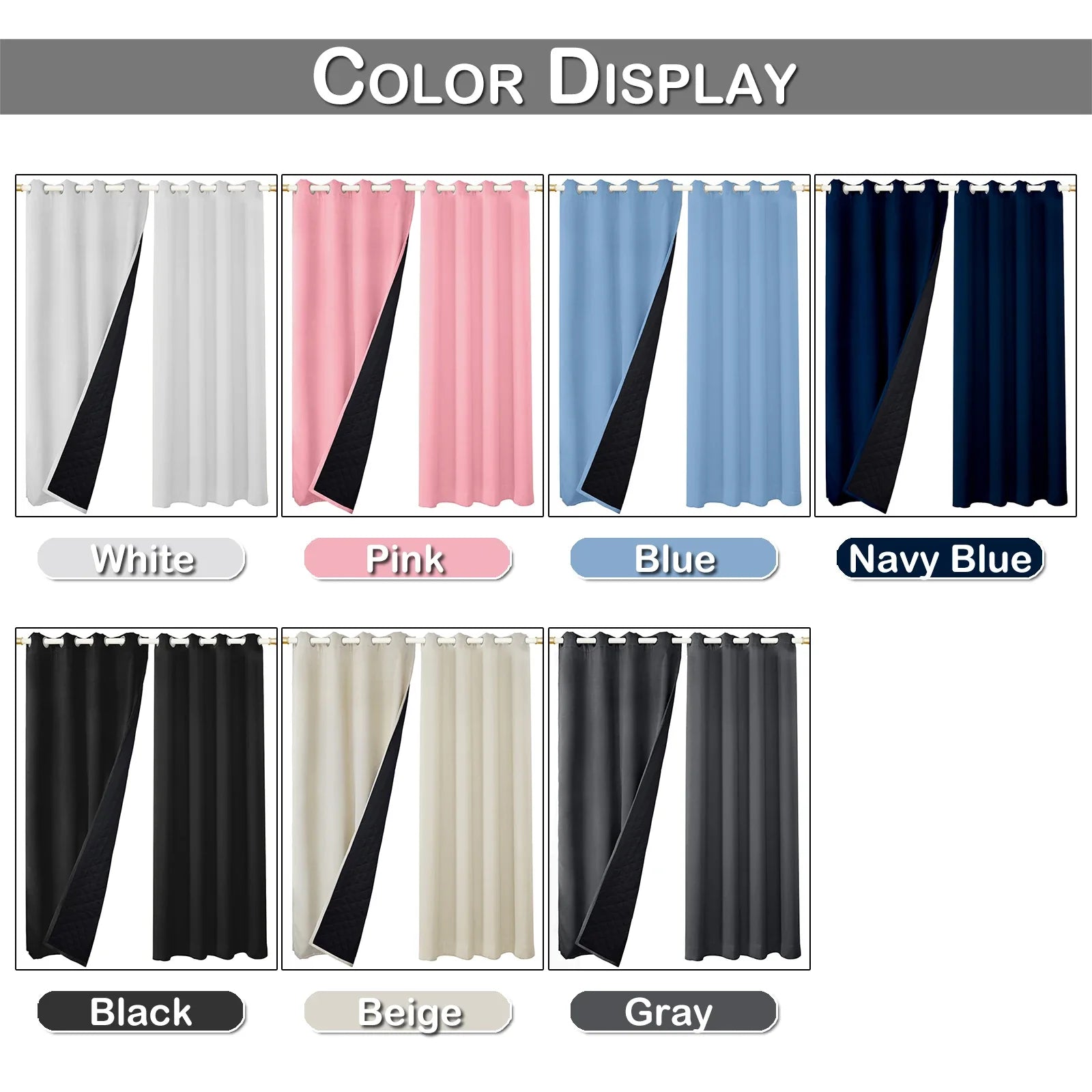 Quilted 100% Blackout Curtains for Living Room Heavy Duty Window Drapes Bedroom Winter Thick Thermal Curtains Eyelets Ready Made