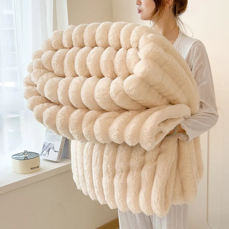 Solid Color Thickened Wide Striped Multifunctional Blanket, Can Be Used As Bed Sheet Cover Blanket, Nap Blanket, Pet Blanket
