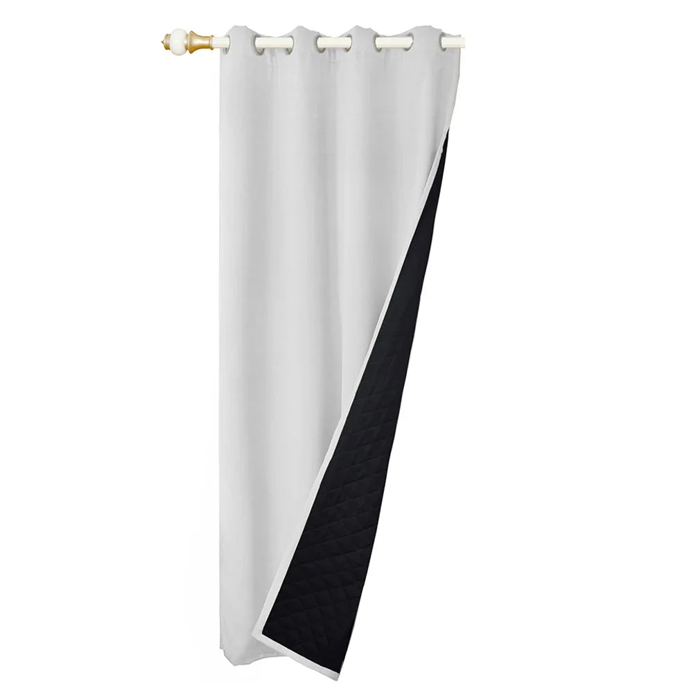 Quilted 100% Blackout Curtains for Living Room Heavy Duty Window Drapes Bedroom Winter Thick Thermal Curtains Eyelets Ready Made