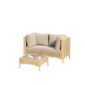 3 Piece Boho Outdoor Patio Furniture Set Sectional Comfortable Garden Sofa with Cushions Brown Wicker