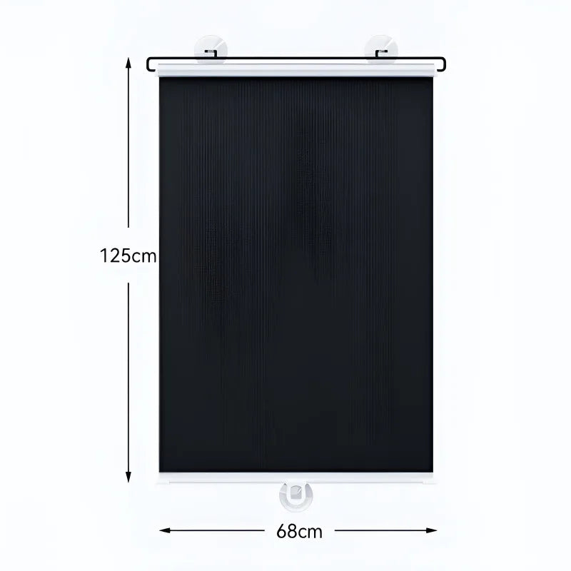 Titanium Silver Sunshade Full Blackout Heat Insulation No Punching Suction Cup Foldable Roller Shade for Home Office Cars Window