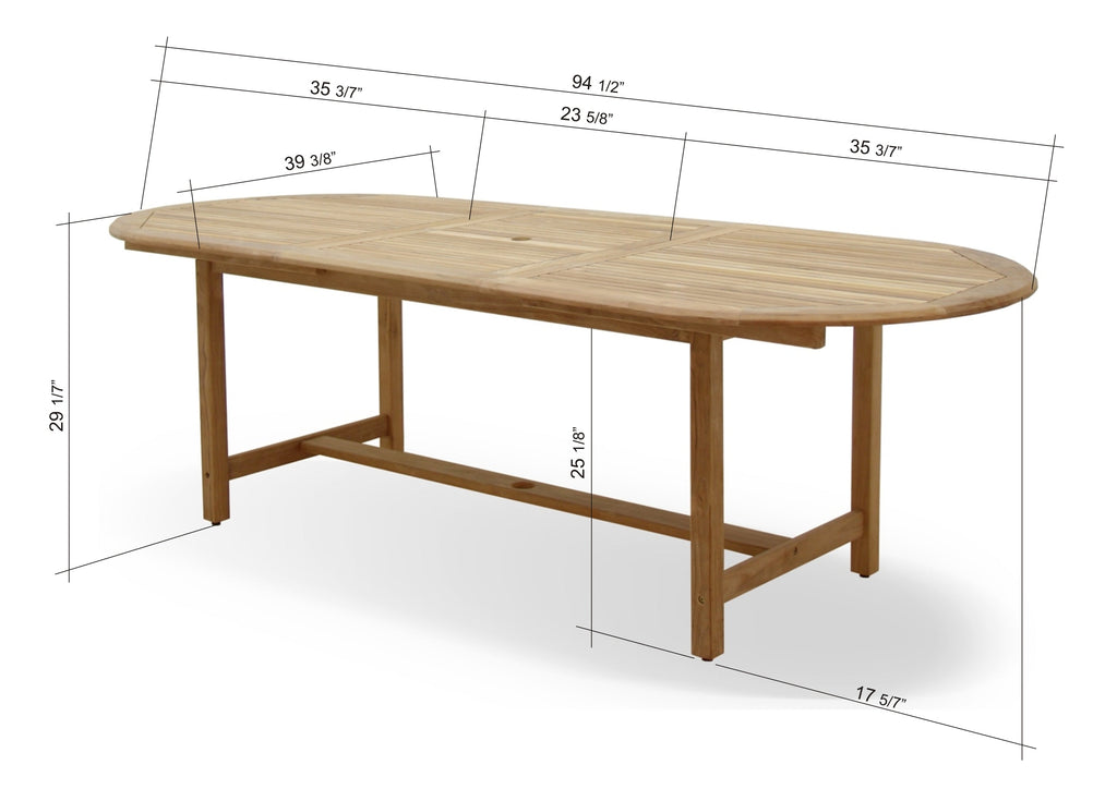 Julien FSC Certified Teak Wood Outdoor Patio Extendable Dining Set