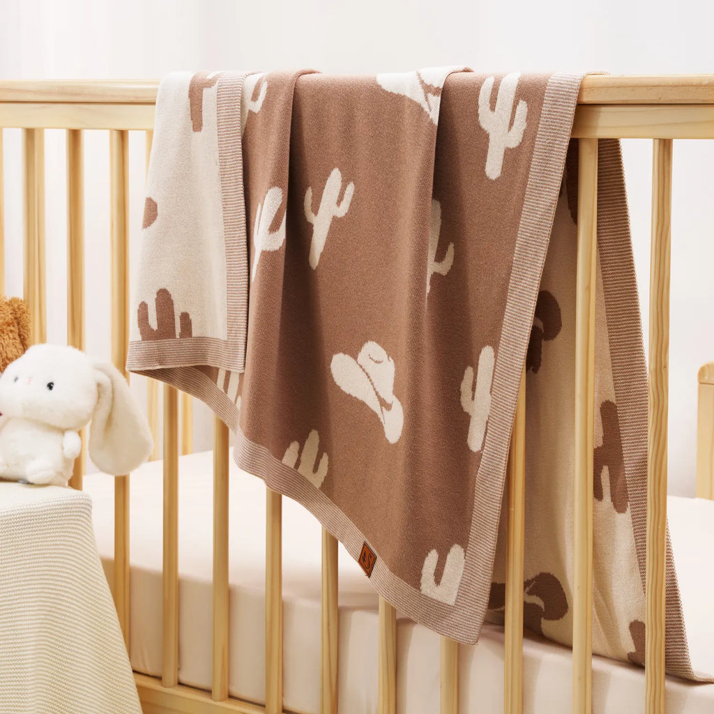 Cactus Jacquard Knit Baby Blanket