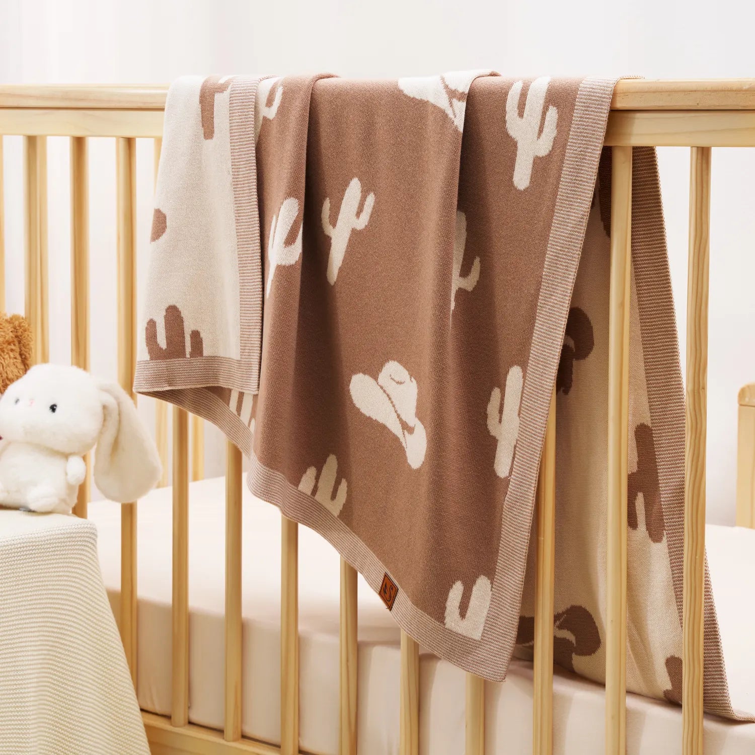 Cactus Jacquard Knit Baby Blanket