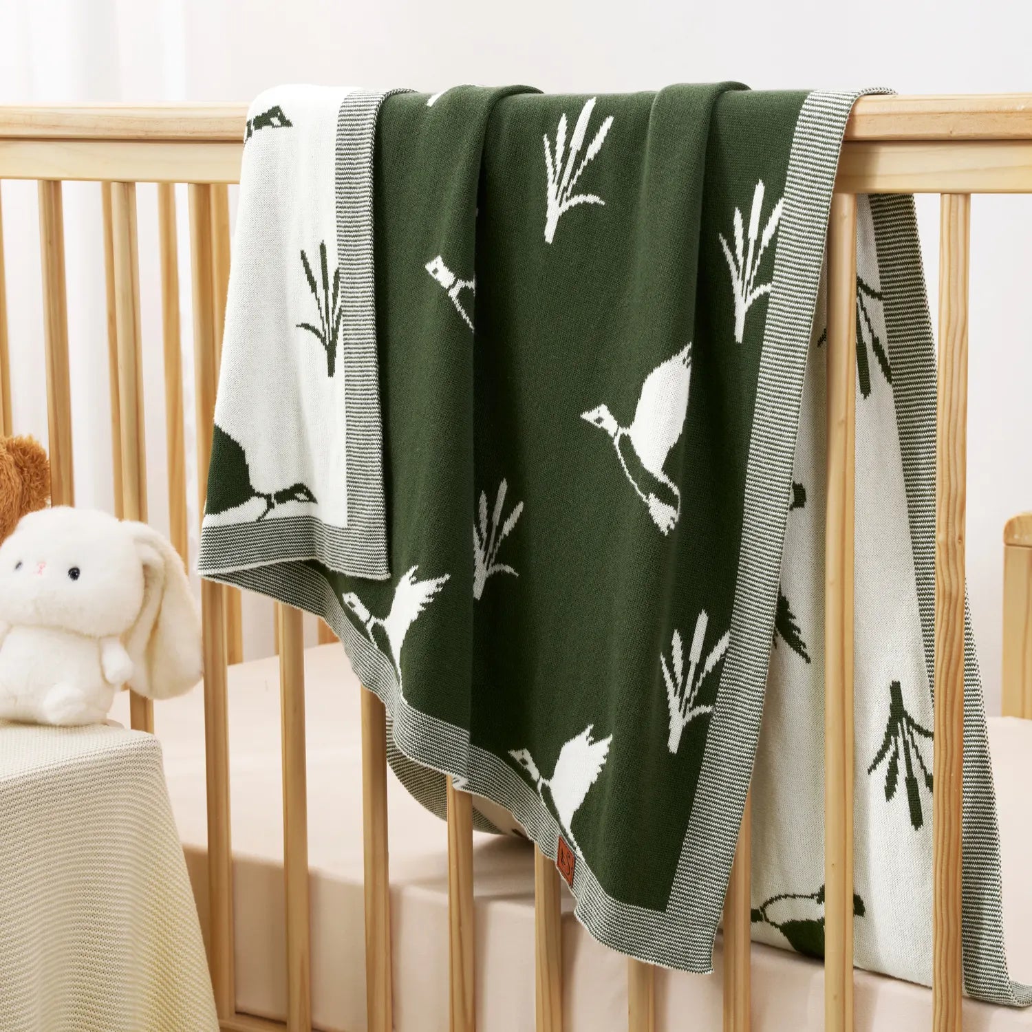 Mallard Duck Jacquard Knit Baby Blanket