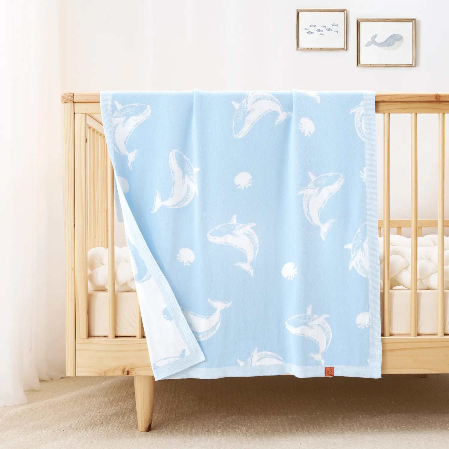 Whale Jacquard Knit Baby Blanket