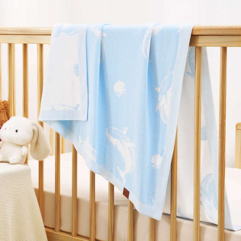 Whale Jacquard Knit Baby Blanket
