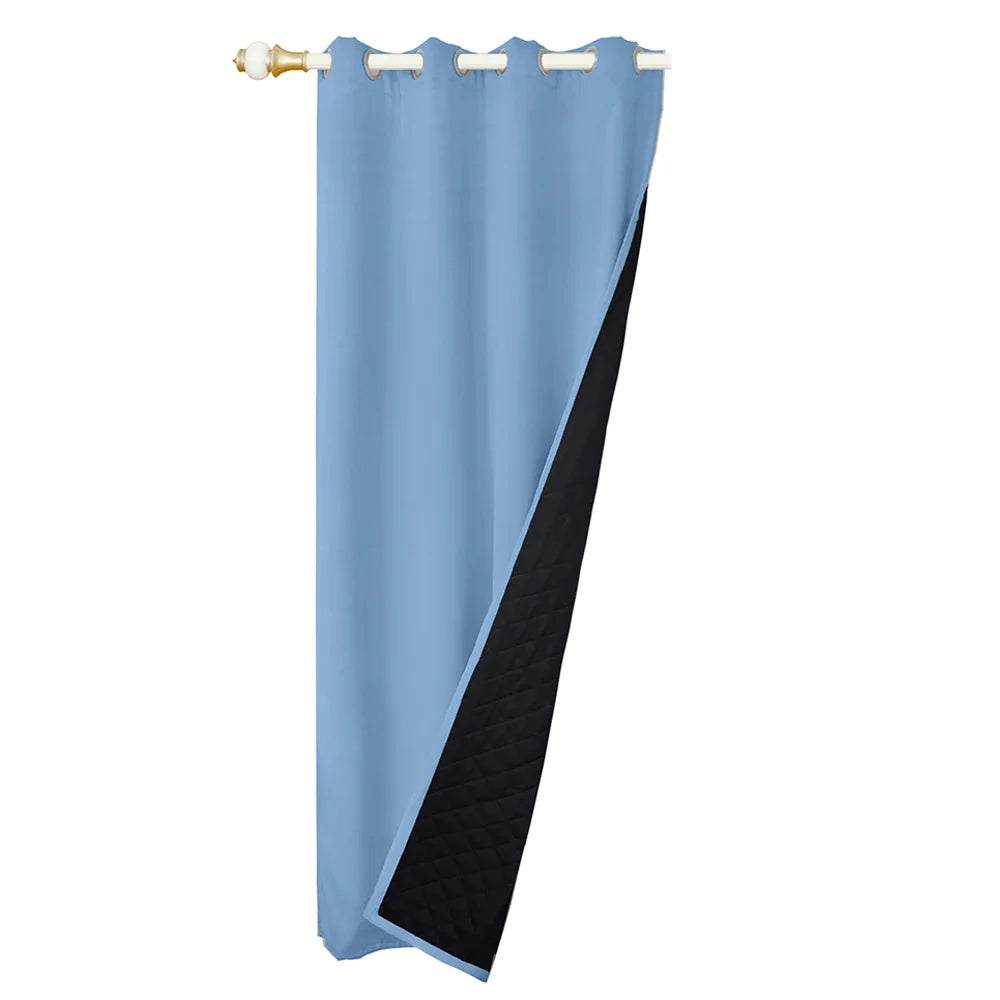 Quilted 100% Blackout Curtains for Living Room Heavy Duty Window Drapes Bedroom Winter Thick Thermal Curtains Eyelets Ready Made