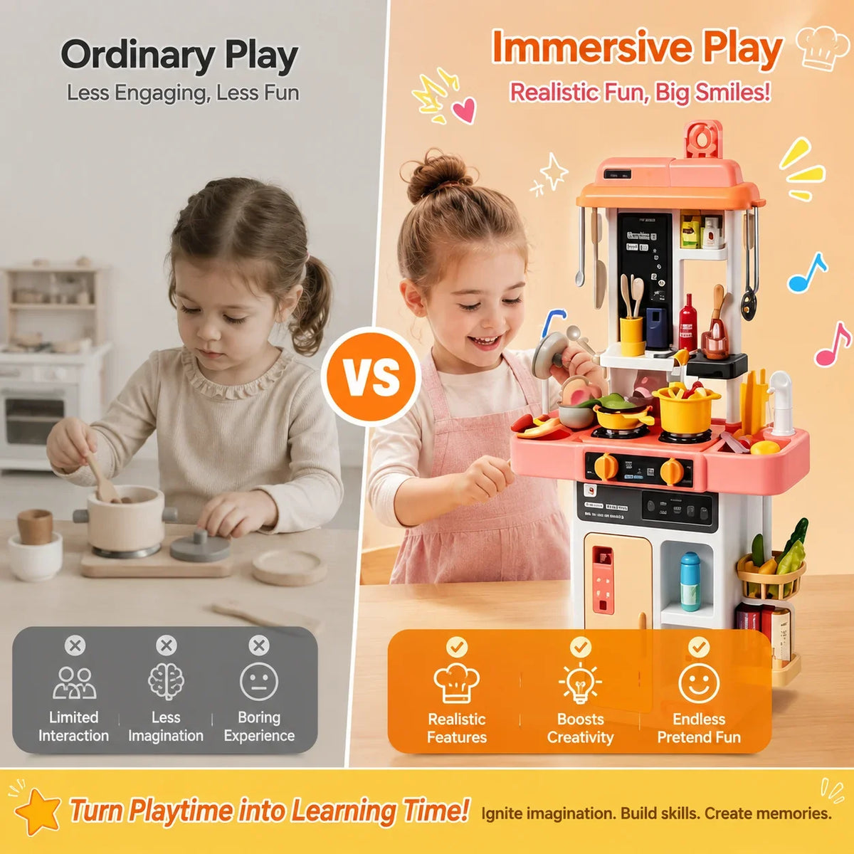 52-Piece Kitchen Toy Set, Educational Toys with Sound and Light Effects, Equipped with Various Realistic Kitchen Tools, Perfect for Parent-Child Interaction, Role-Playing Activities, and Holiday Gifts.