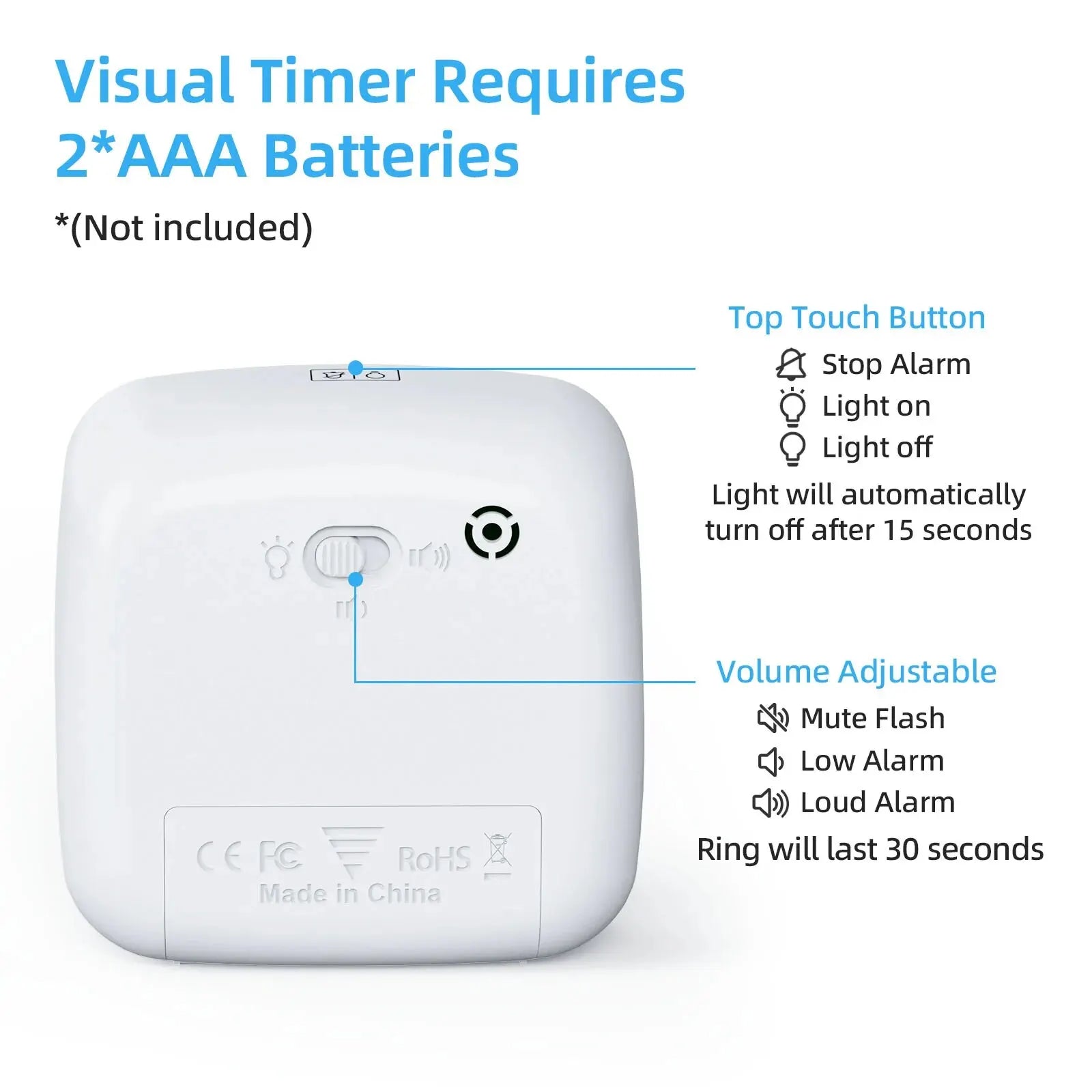 Children's Night Light Visible Learning Timer, 60-minute Countdown Kitchen Accessory Digital Timer for Home and School Supplies