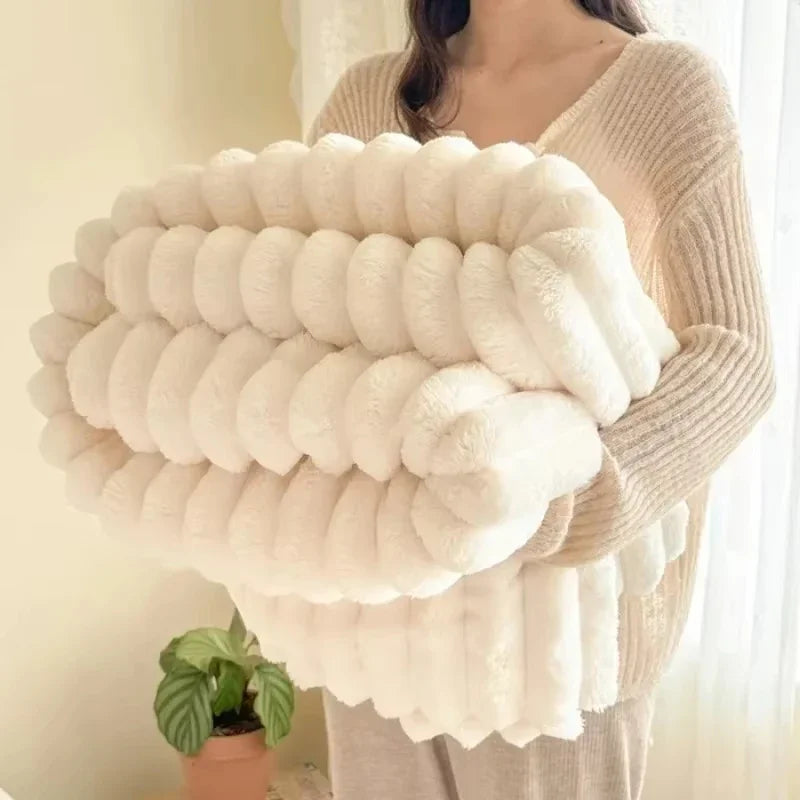 Solid Color Thickened Wide Striped Multifunctional Blanket, Can Be Used As Bed Sheet Cover Blanket, Nap Blanket, Pet Blanket