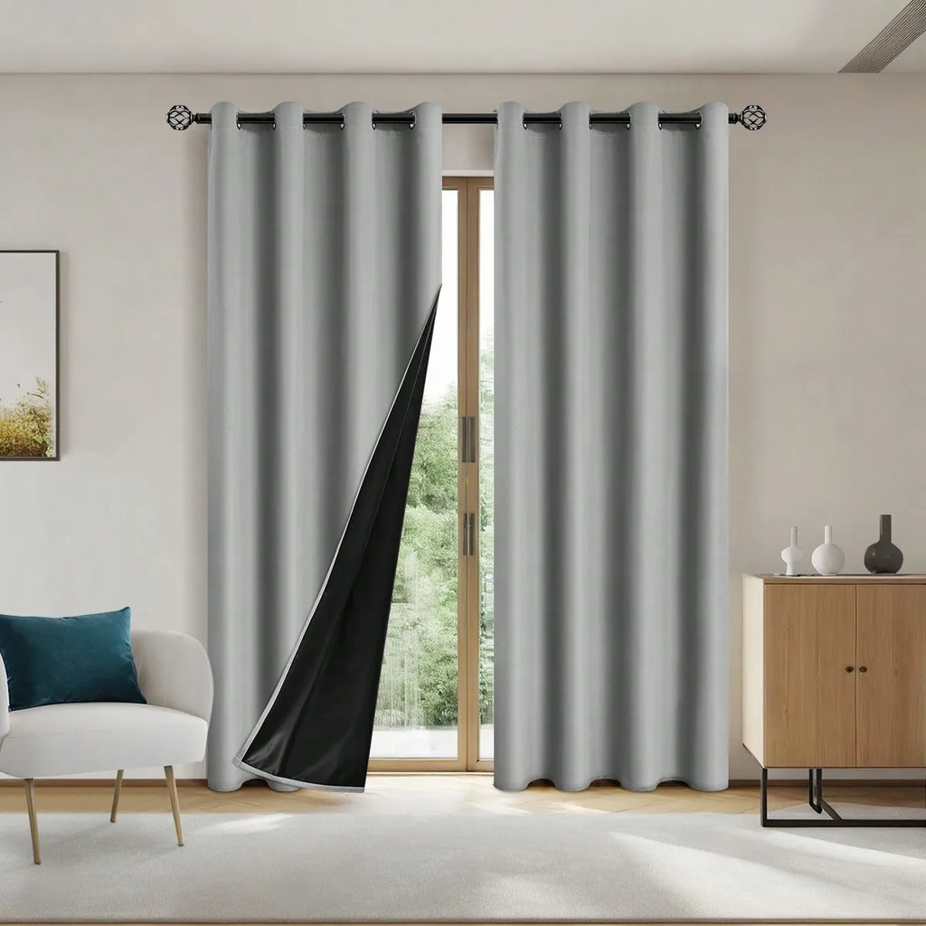 1panel Solid 100% Blackout Curtains with Grommets, Total Privacy Drapes for Bedroom, Living Room, Home Decor,Lightweight Curtain