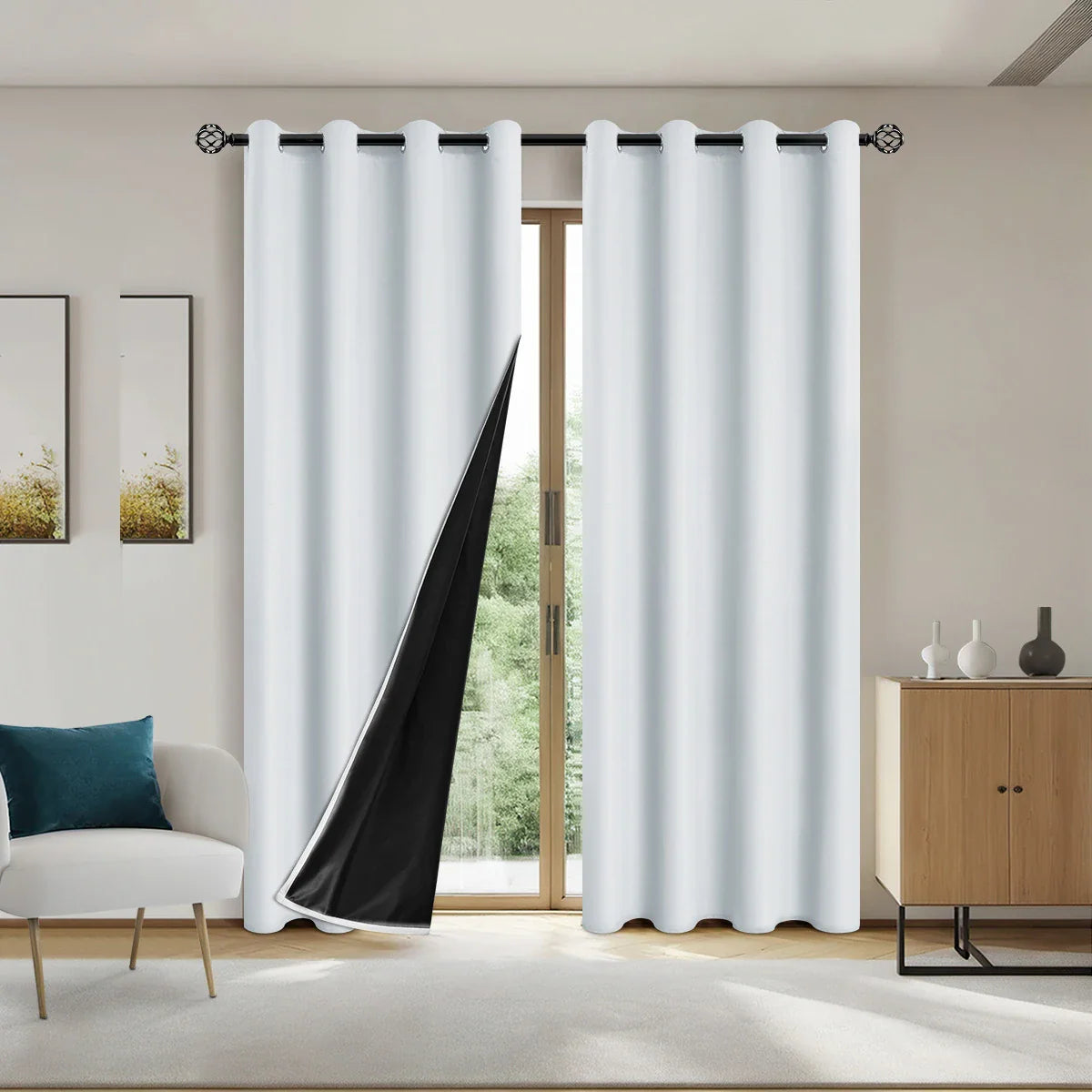1panel Solid 100% Blackout Curtains with Grommets, Total Privacy Drapes for Bedroom, Living Room, Home Decor,Lightweight Curtain