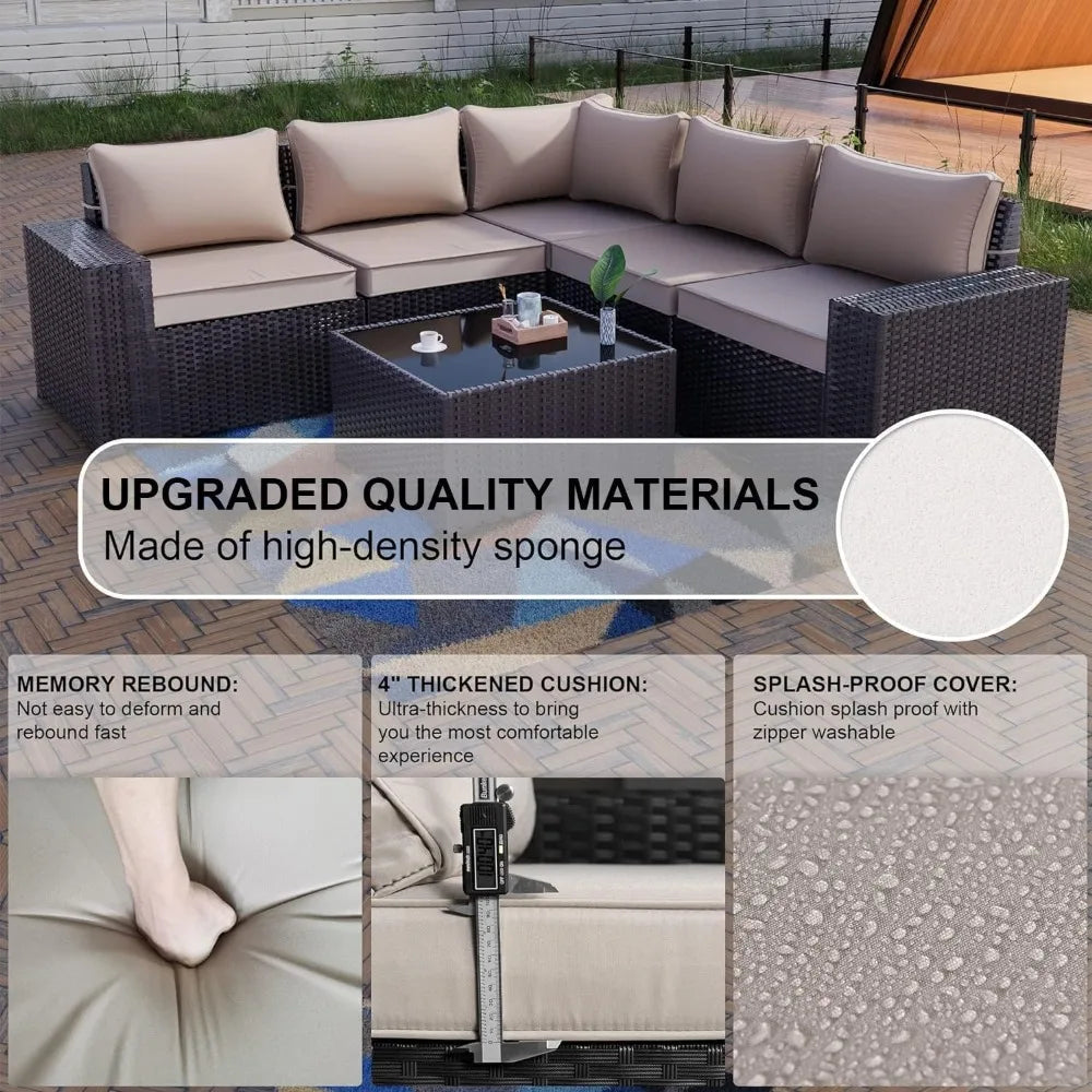 12 Piece Patio Furniture Set, Outdoor Wicker Sectional Sofa