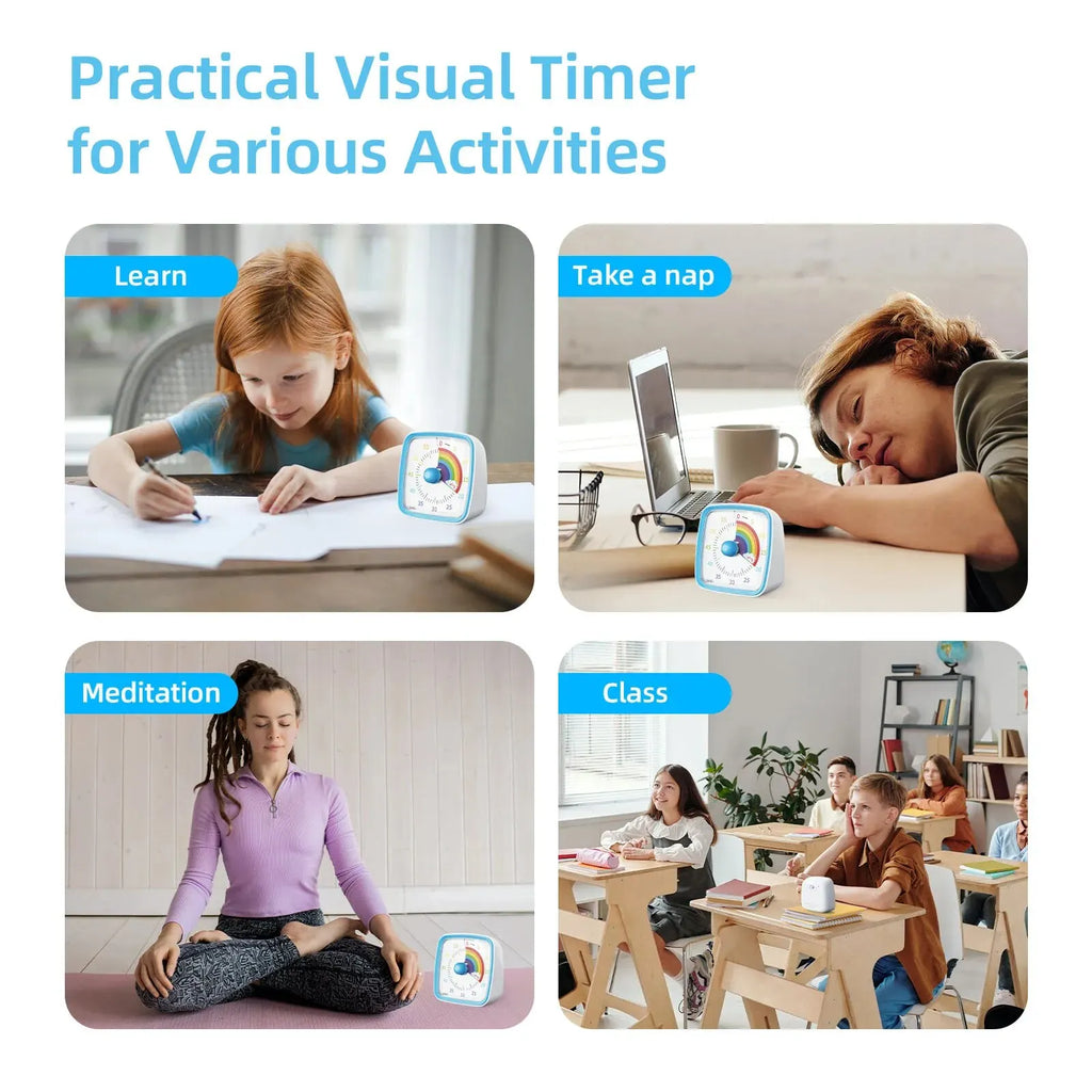 Children's Night Light Visible Learning Timer, 60-minute Countdown Kitchen Accessory Digital Timer for Home and School Supplies