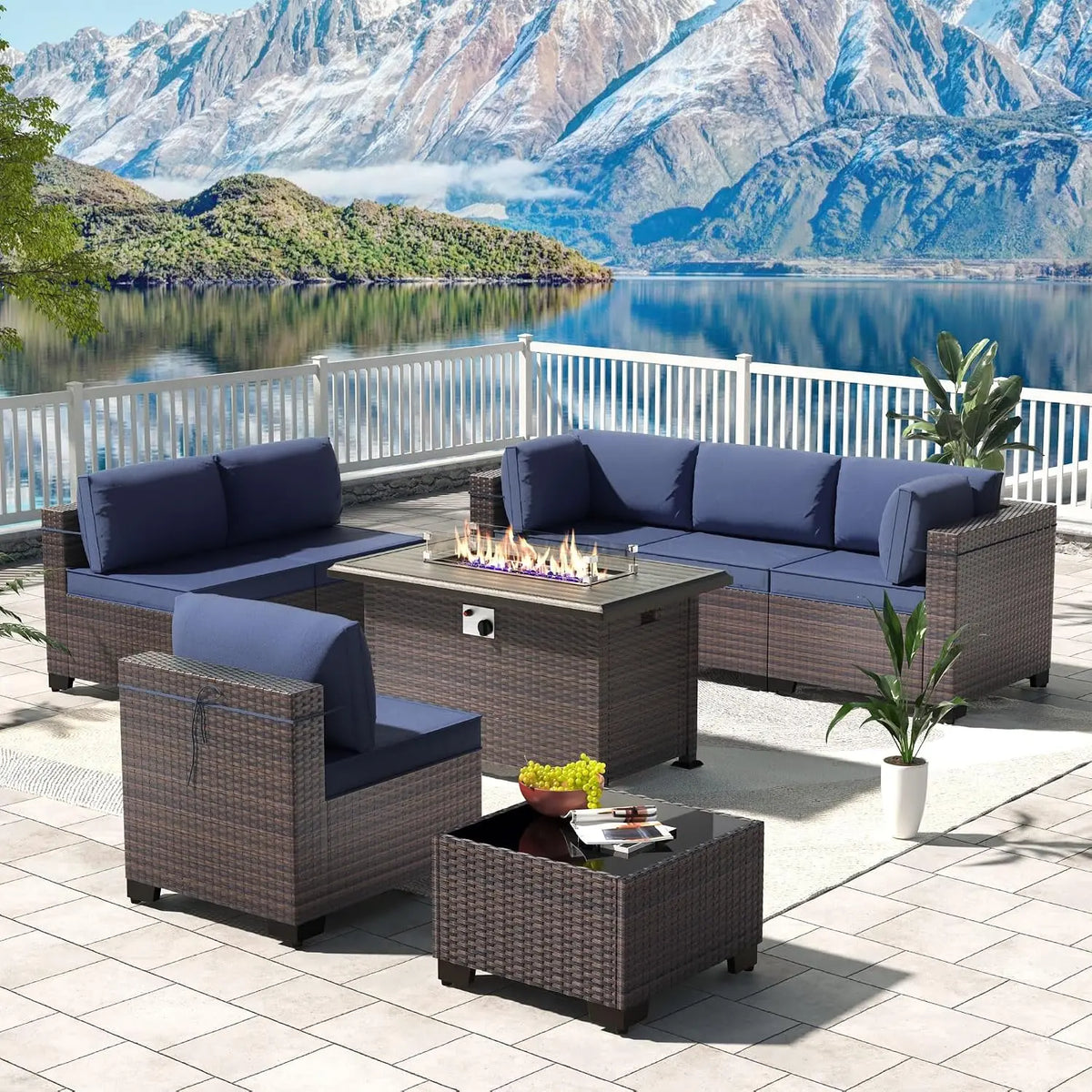 12 Piece Patio Furniture Set, Outdoor Wicker Sectional Sofa