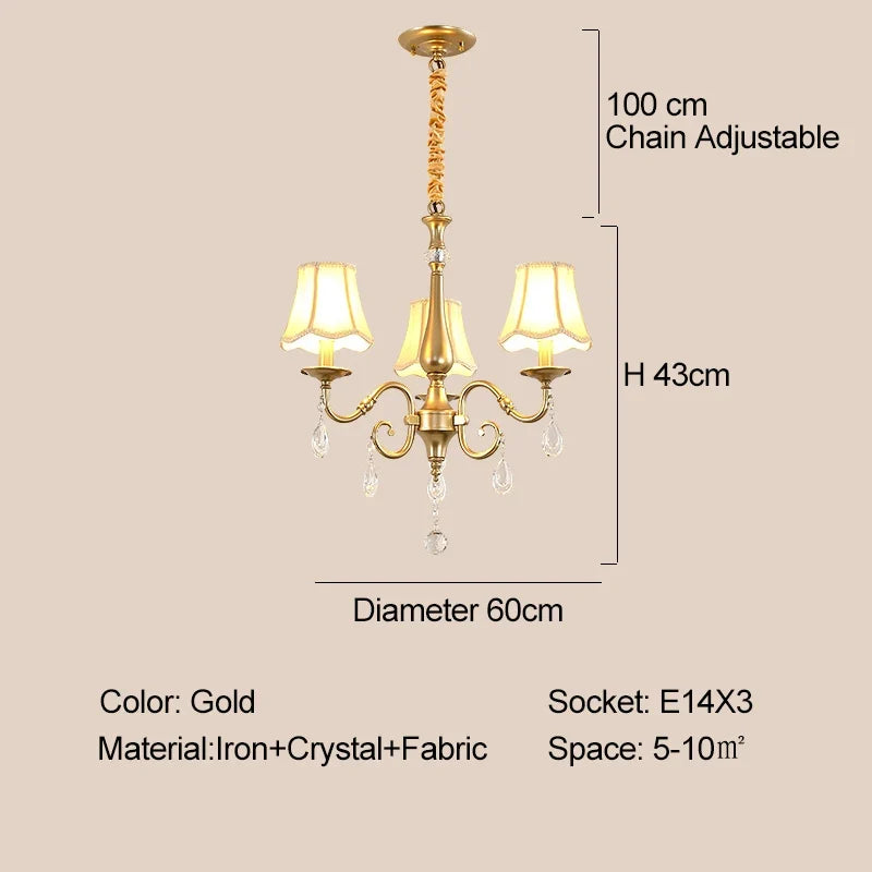 Crystal Chandelier With Lamp Shade For Living Room Gold Chandeliers Bedroom Farmhouse Church Pendant Lights Dining Room Light