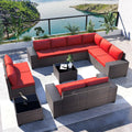 12 Piece Patio Furniture Set, Outdoor Wicker Sectional Sofa