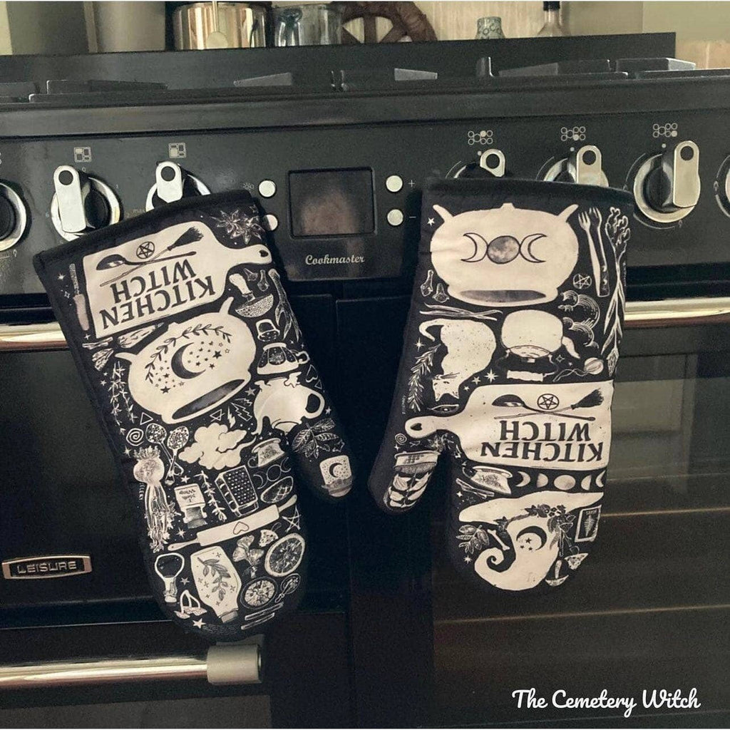 Set of 2 Kitchen Witch Oven Mitt | Pot Holders