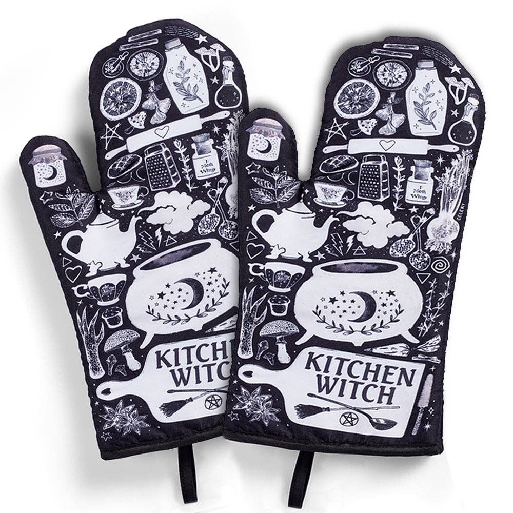Set of 2 Kitchen Witch Oven Mitt | Pot Holders