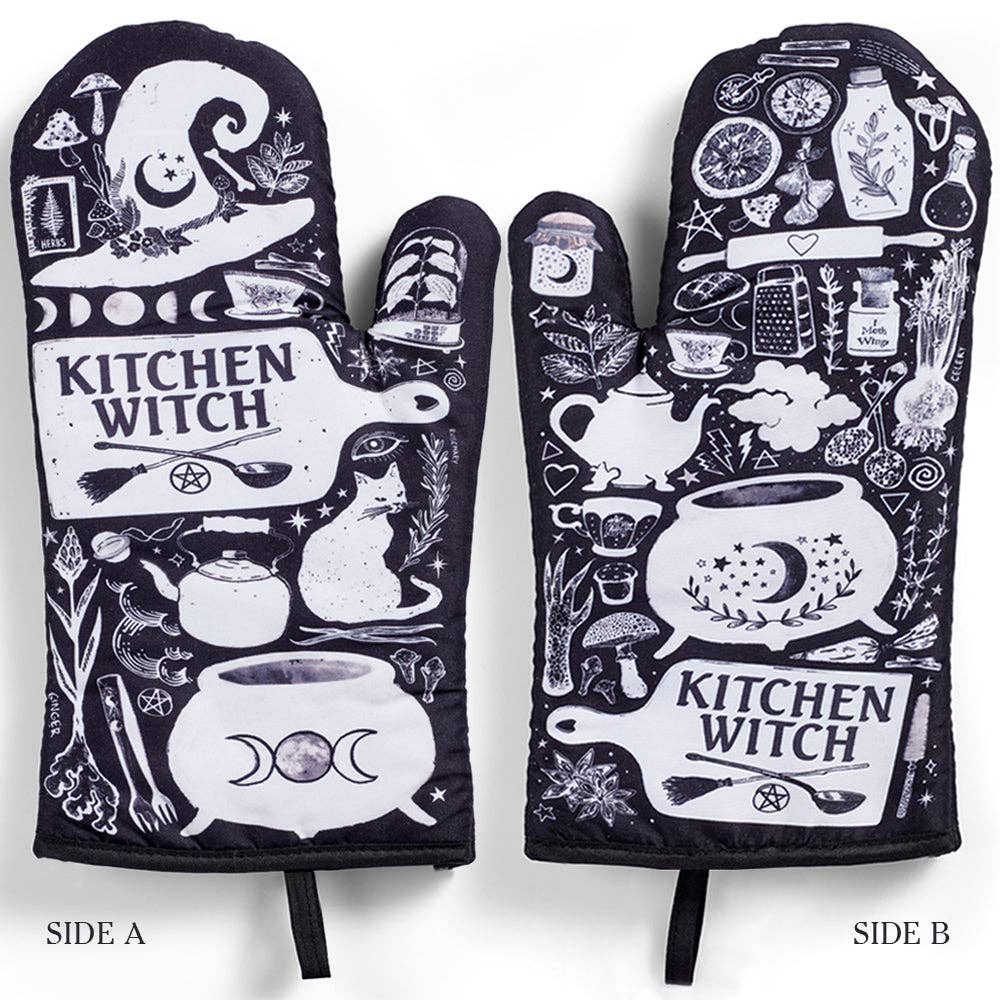 Set of 2 Kitchen Witch Oven Mitt | Pot Holders