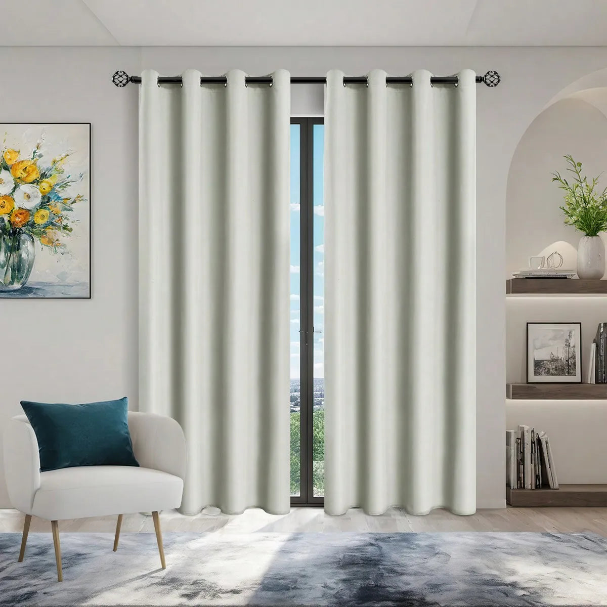 1panel Solid 100% Blackout Curtains with Grommets, Total Privacy Drapes for Bedroom, Living Room, Home Decor,Lightweight Curtain