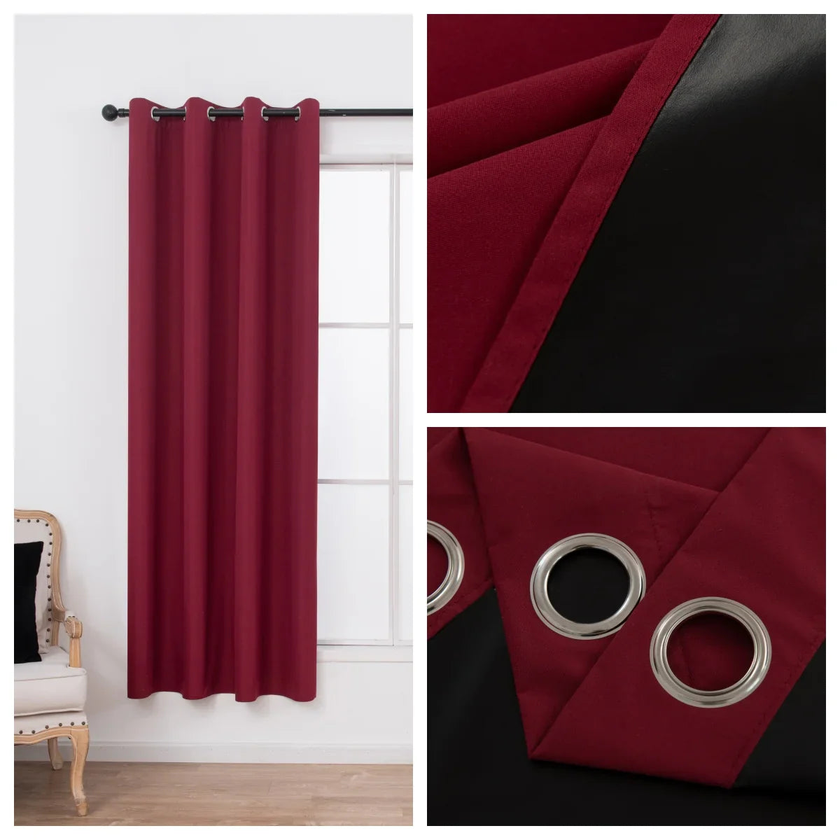 1panel Solid 100% Blackout Curtains with Grommets, Total Privacy Drapes for Bedroom, Living Room, Home Decor,Lightweight Curtain