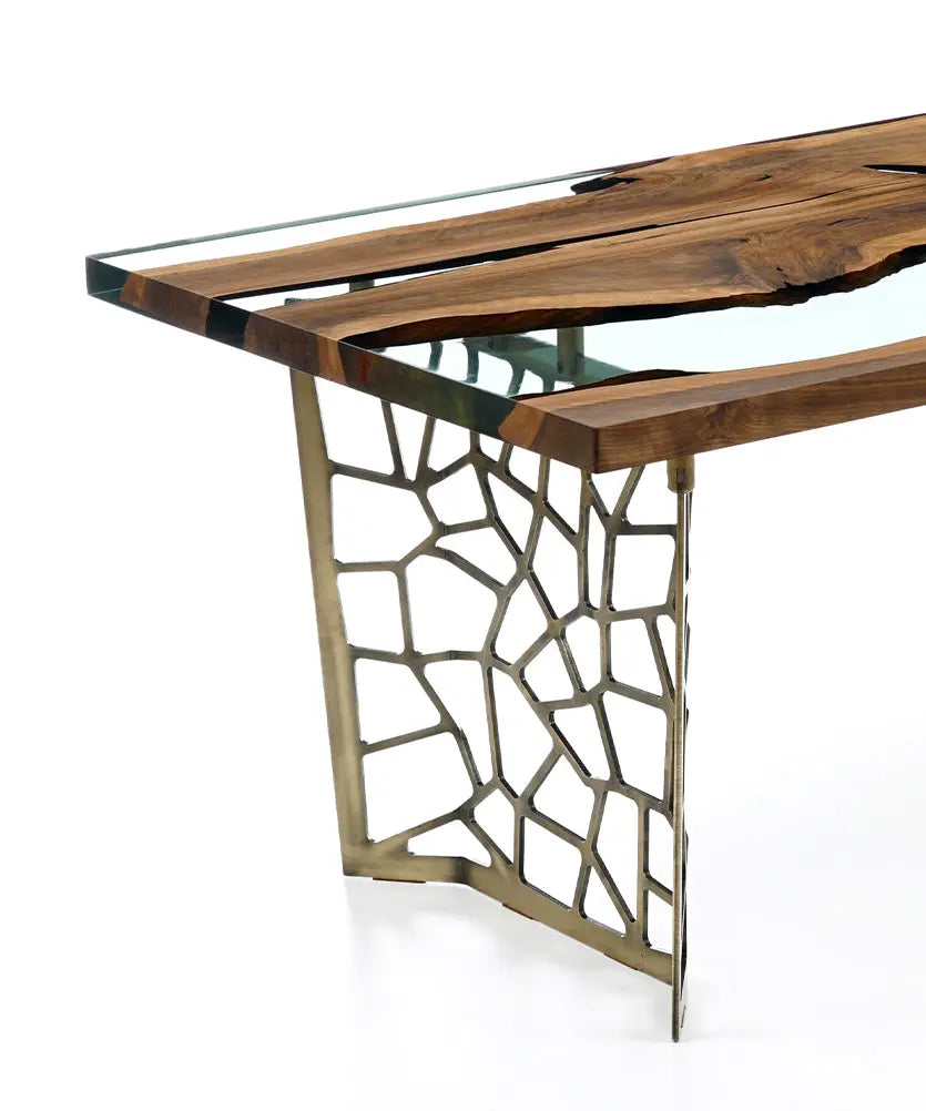 Resin Walnut River Dining Room Table | Voronoi Table