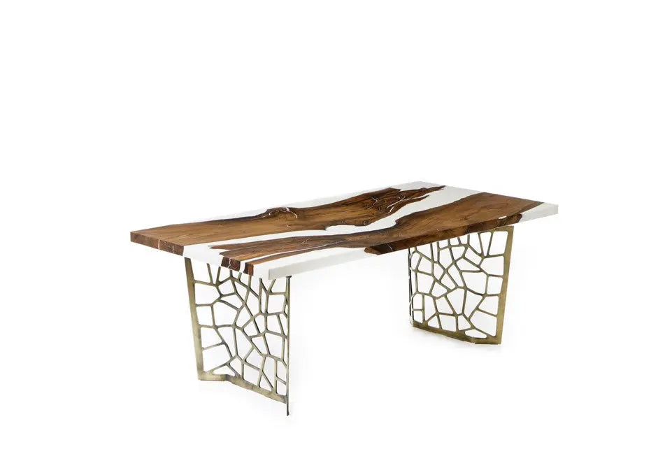 Resin Walnut River Dining Room Table | Voronoi Table
