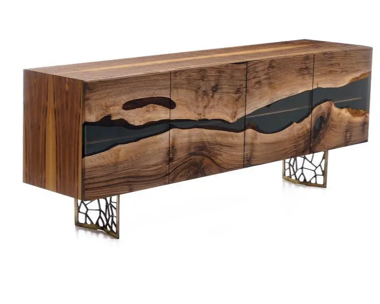 Wood and Resin Dining Room Buffet & Sideboard Table | Voronoi Collection