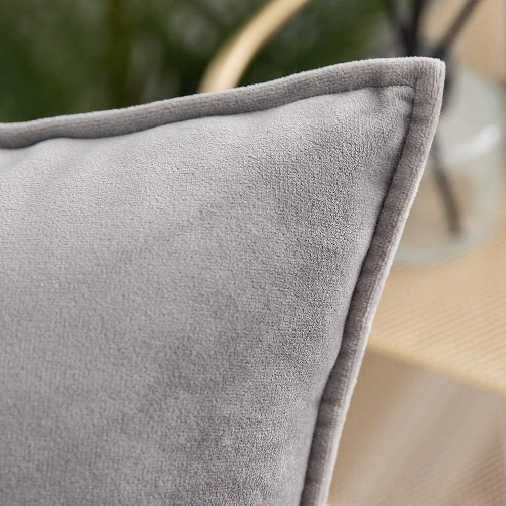 Throw Pillow Cover with 450g Insert, dark-grey, velvet, 20X20, Decorative Cushion – Fancy & Stacy