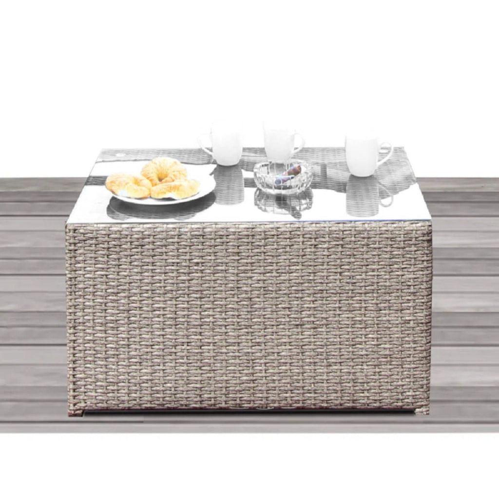Outdoor Wicker Sectional With Weather Resistant Cushions And Table