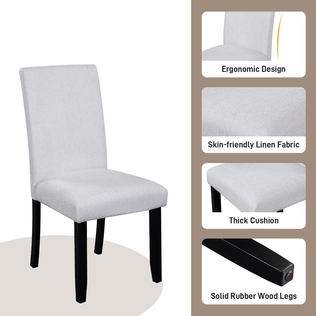 5 Piece Round Dining Table Set, Modern Dining Table And 4 Upholstered Chairs For Dining Room