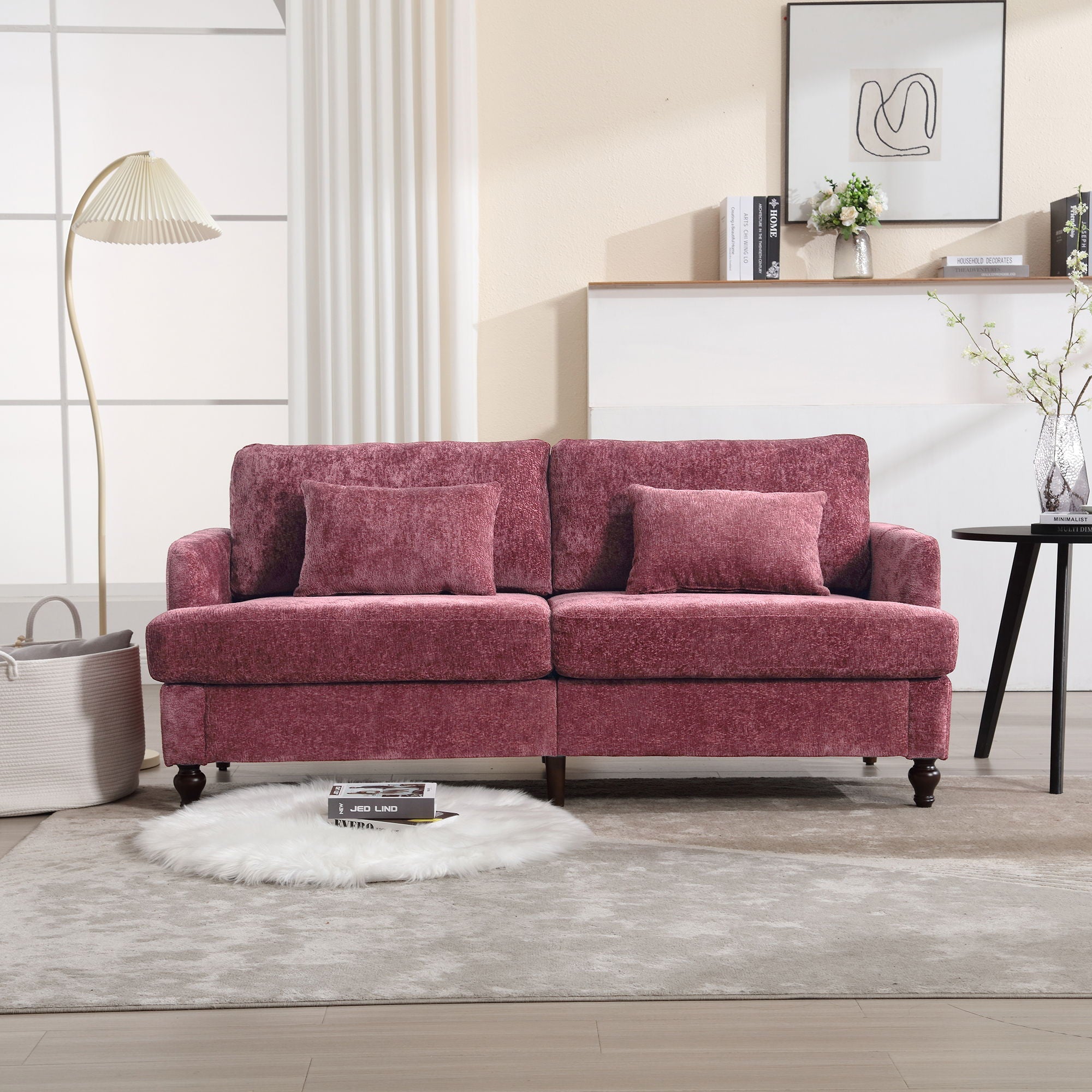 Mid Century Modern Fabric Loveseat Sofa, 2 Seat Upholstered Couch