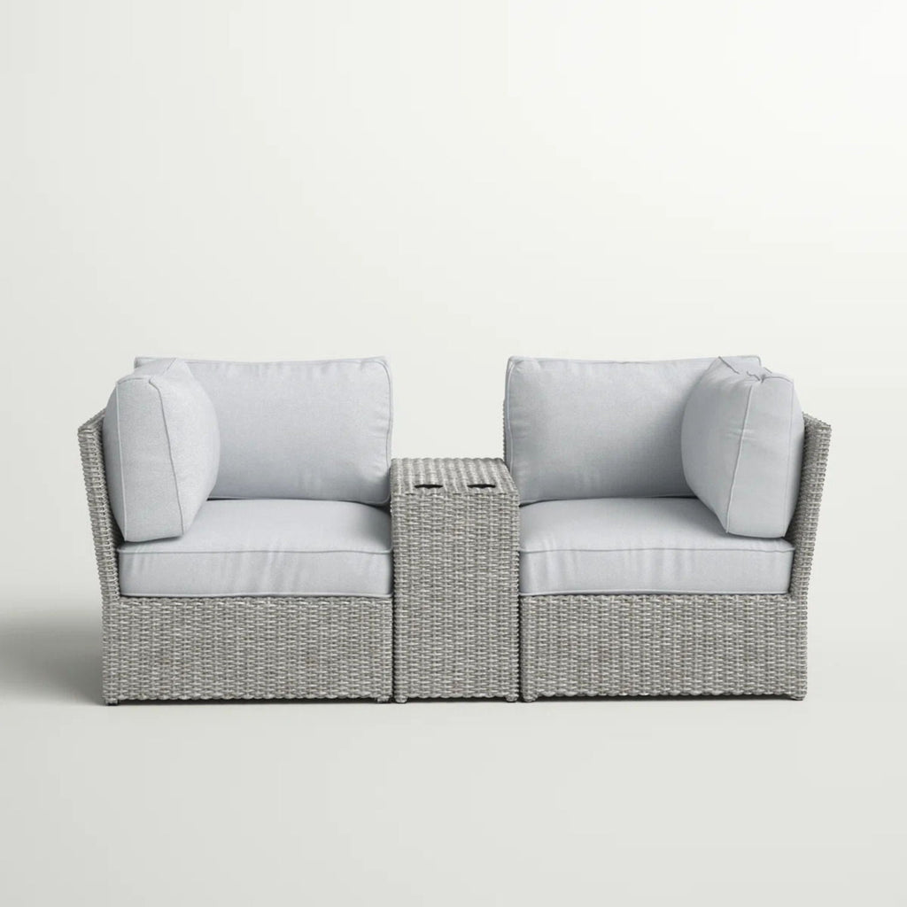 Outdoor Wicker Loveseat With Cushions