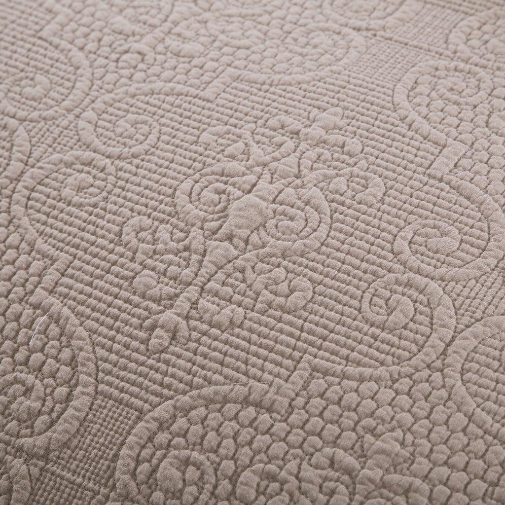 DaDa Bedding Neutral Taupe Beige Sandy Elegant Matelasse Cotton Quilted Bedspread Set (JHW-585)