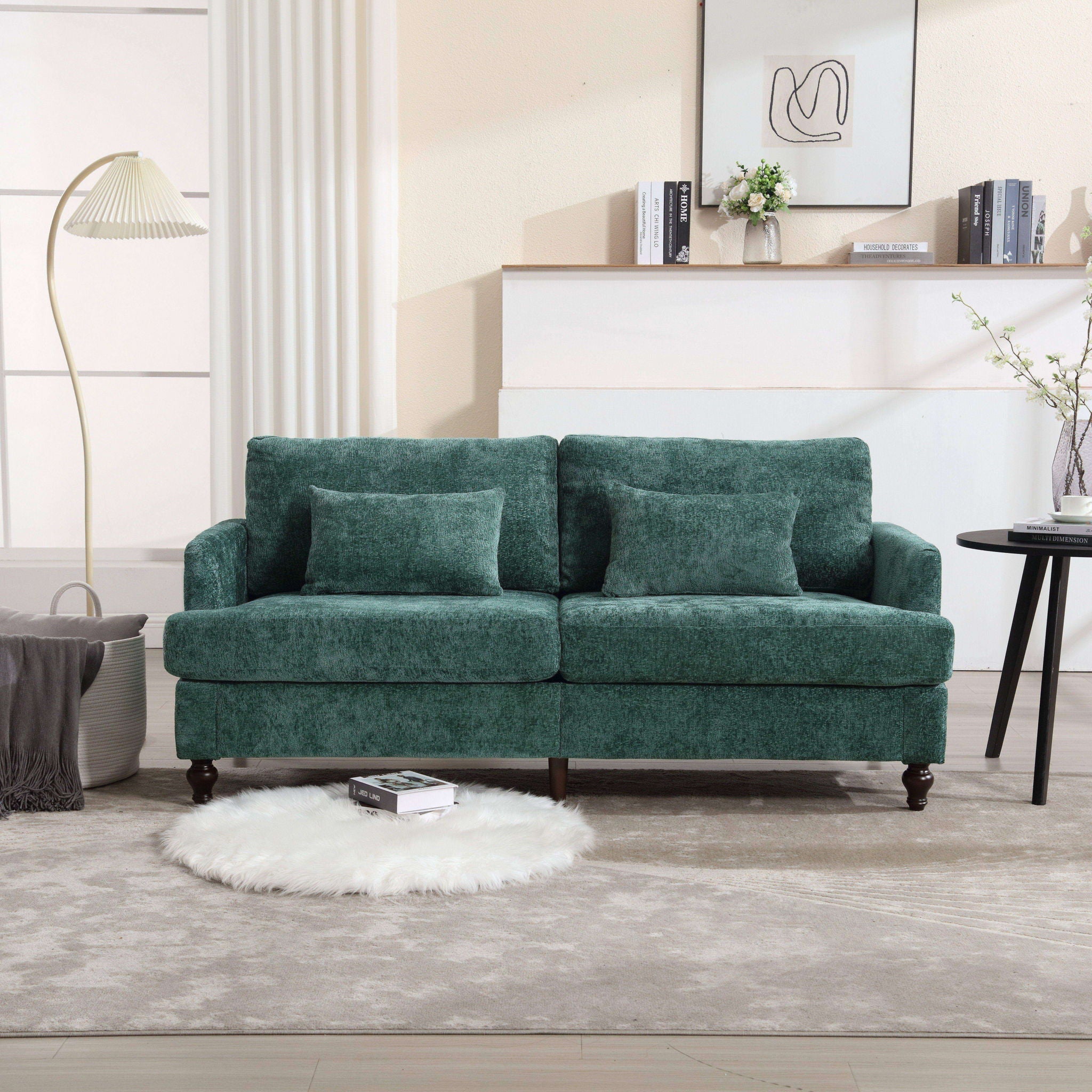 Mid Century Modern Fabric Loveseat Sofa, 2 Seat Upholstered Couch